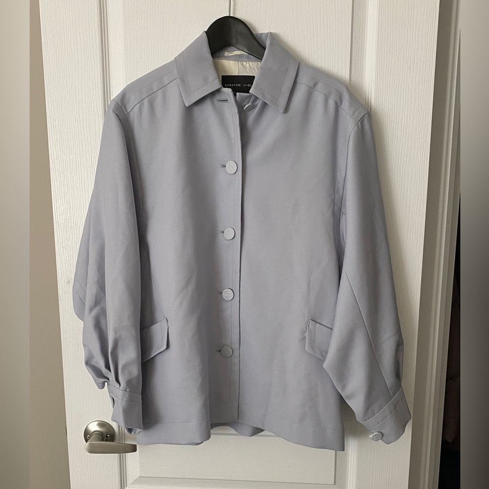 Aritzia babaton 101 ice grey cocoon statement shacket sz xxs new